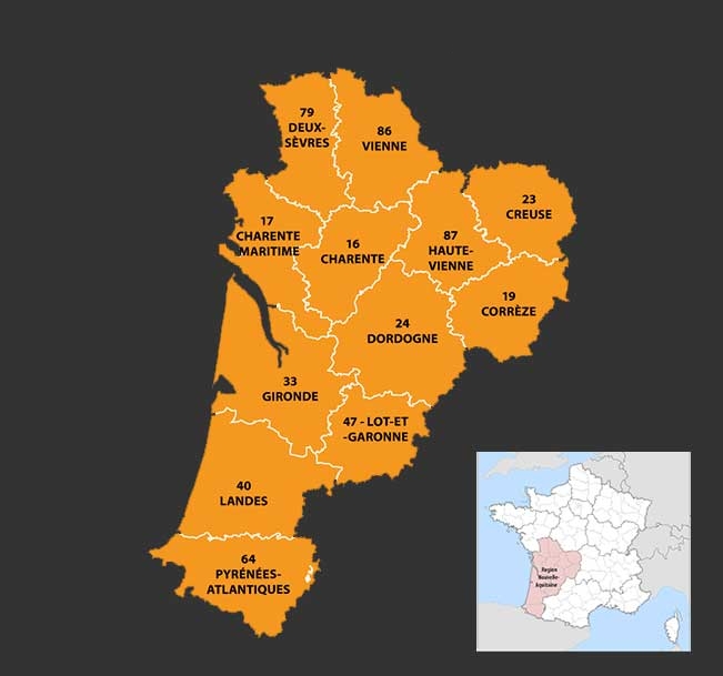 Carte région Nouvelle-Aquitaine