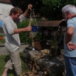 Filet phréatobiologique, équipé d'un cordage pour collecter la faune